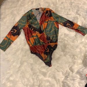 Colorful chain print bodysuit top
